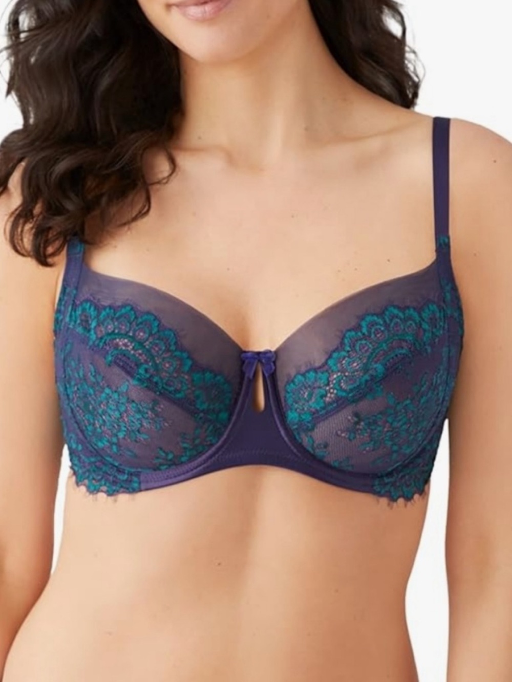 Wacoal Center Stage Teal and Navy Lace Underwire Bra size 38DD